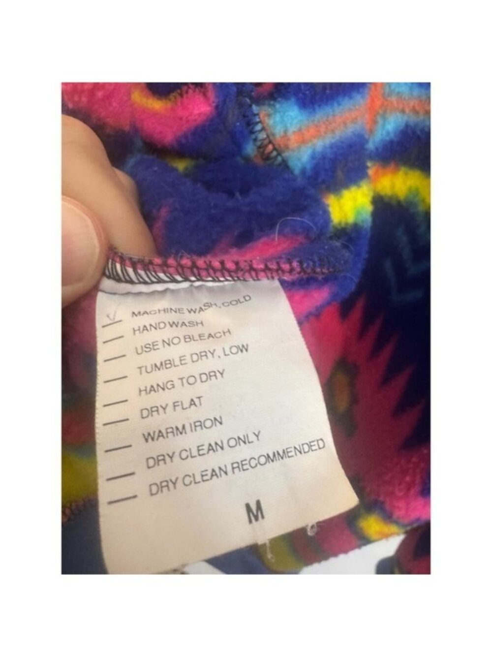 Vintage Kactus Fleece Bomber Jacket Southwestern Geometric Neon Blue Pink M - Picture 8 of 12